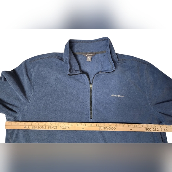 Eddie Bauer XLT Blue Quarter-Zip Fleece Pullover - Picture 6 of 8